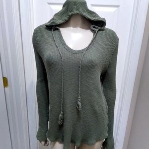 Lg Hooded Faded Glory Hunter Green BOHO Top  CUTE!